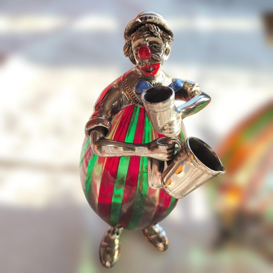 断*ぎ様 【美品】ヴィットリオ・アンジーニ作ピエロ神銀とガラス彫刻