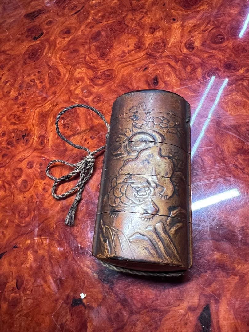 木製彫刻印籠 約15cm