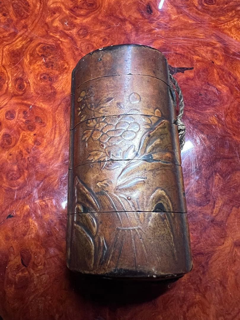 木製彫刻印籠 約15cm