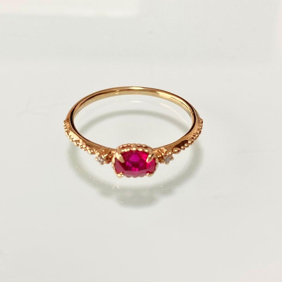 【NOJESS ノジェス】K10シンセティックルビー ダイヤリング11号