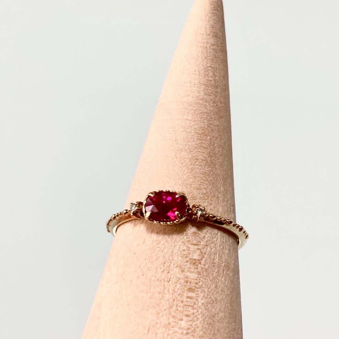 【NOJESS ノジェス】K10シンセティックルビー ダイヤリング11号