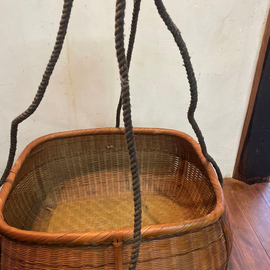 美品　レトロ　竹籠　バスケット　編み籠　収納　かご　大きいサイズ　インテリアに