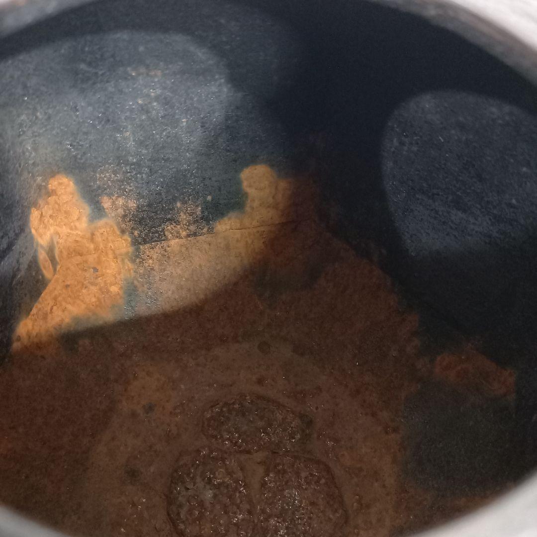 鉄製 六角形 茶釜 銅製蓋付き 時代物