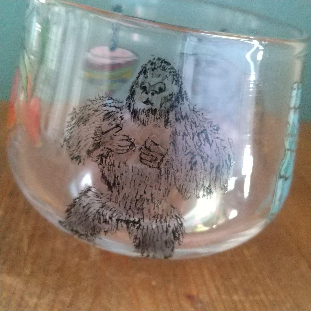 美品　木越あい　しりとり文グラス　ネコ　マウンテンゴリラ　ガラス作家