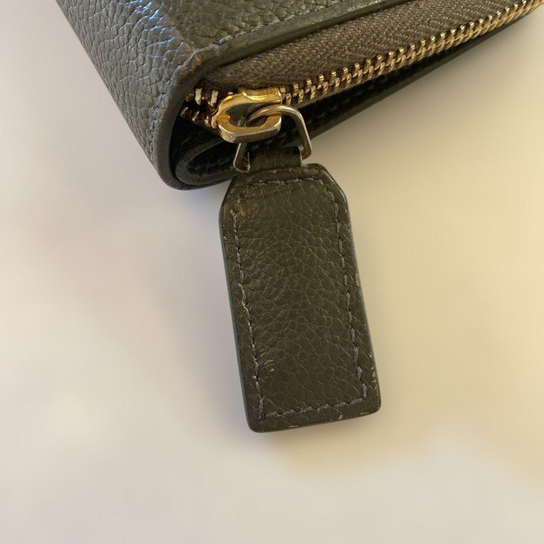 〈美品〉SAINT LAURENT PARIS 折り財布 レザー カーキ　箱有り