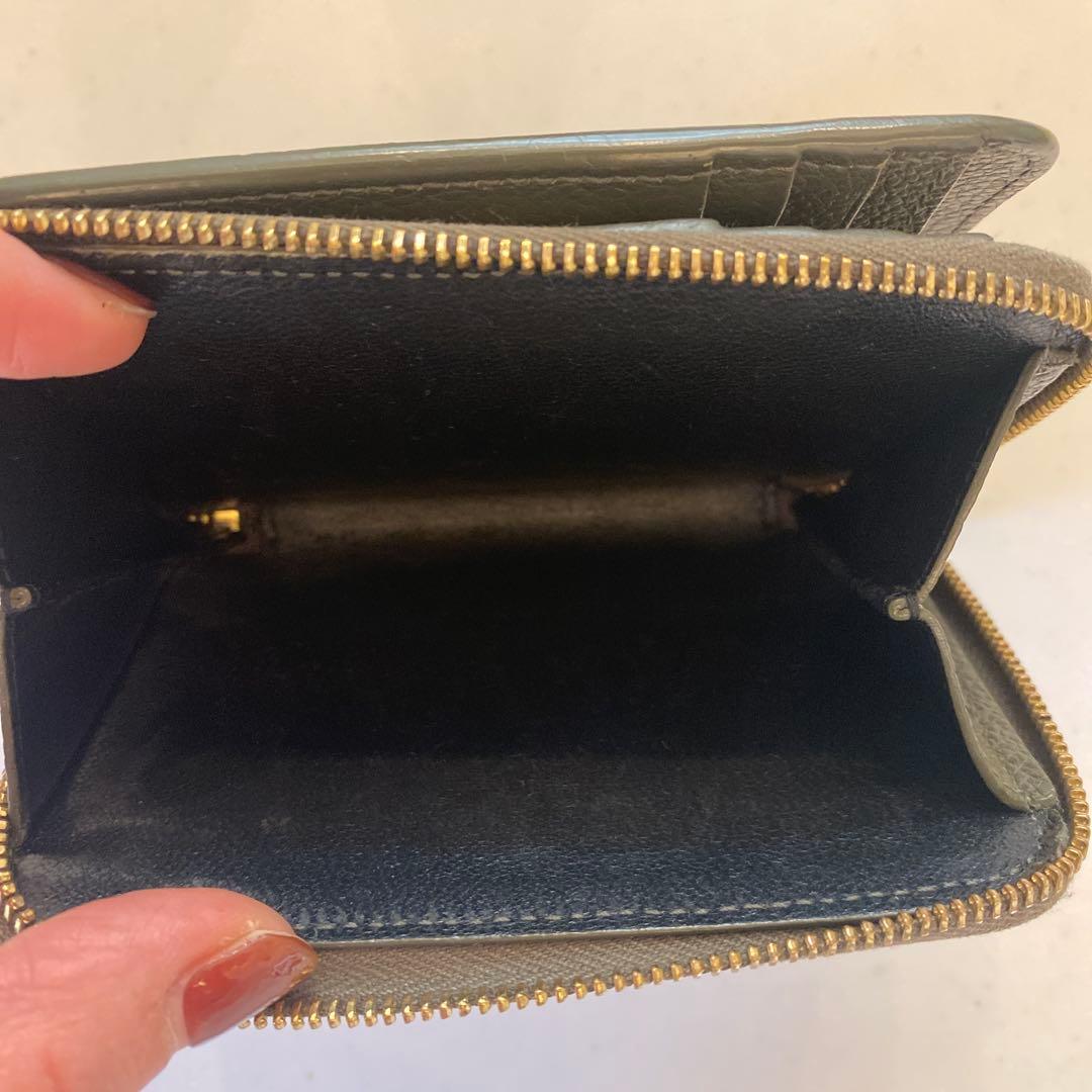 〈美品〉SAINT LAURENT PARIS 折り財布 レザー カーキ　箱有り