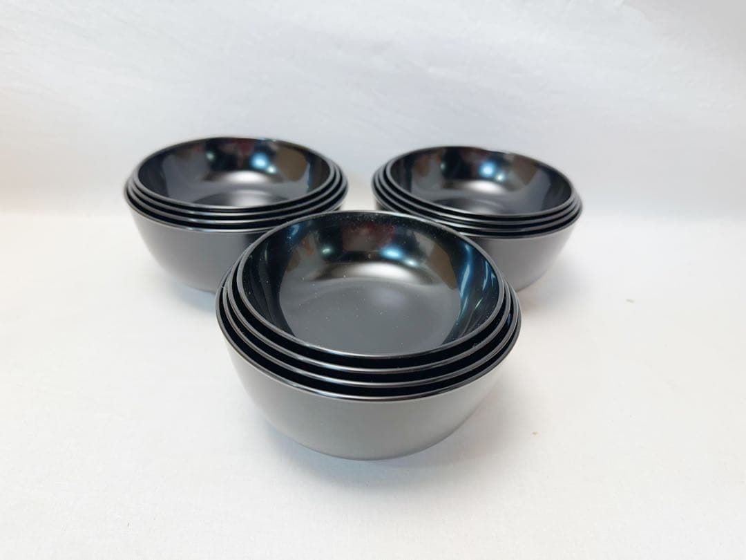 未使用 懐石道具 黒塗 四つ椀 小丸椀 3客揃