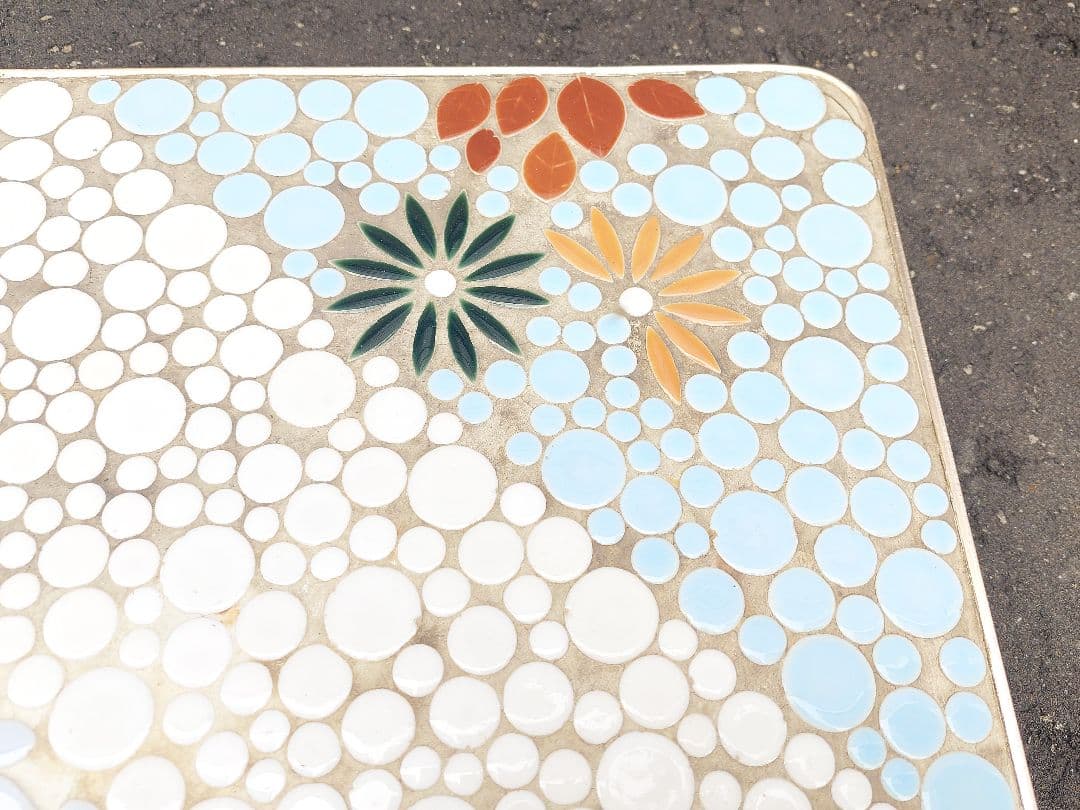 昭和レトロ ストーブ台 薪ストーブ タイル 古民家 アンティーク 花柄