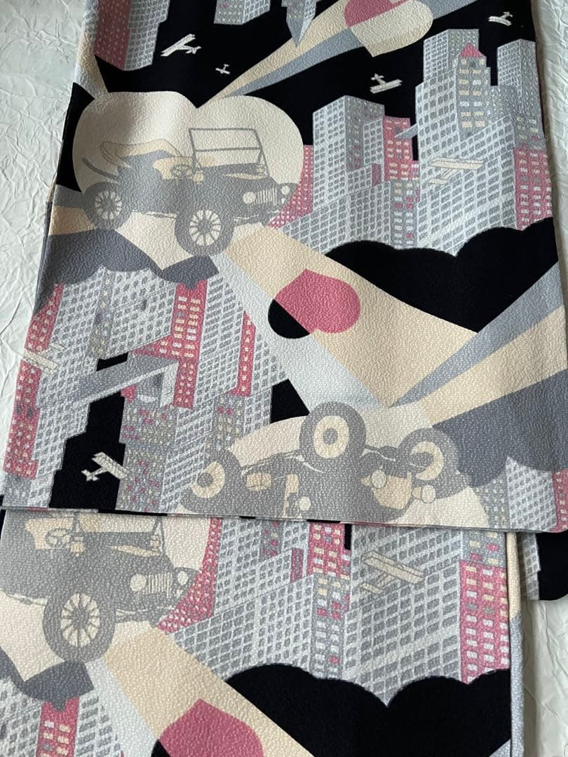 ふりふ 紫織庵コラボ　着物　「あいらぶニューヨーク」　正絹 大正友禅