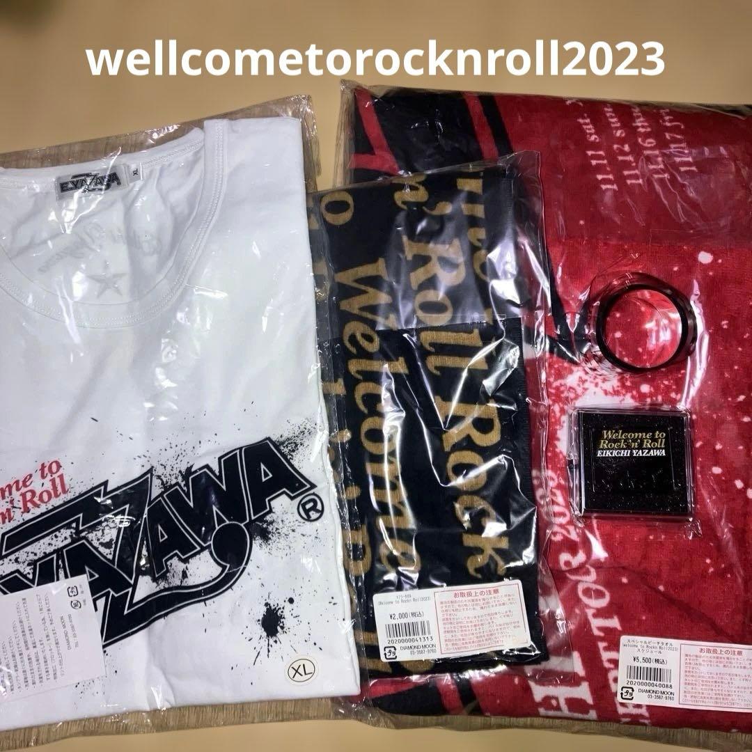 矢沢永吉　2023 タオル×2 Tシャツ　銀テープ1本　会場座席特典ピンバッジ