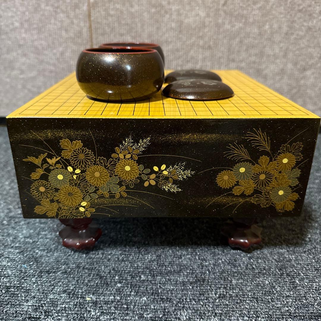 漆芸 碁盤 柳山作 金蒔絵 ミニチュア 囲碁 碁盤 囲碁盤 姫碁盤
