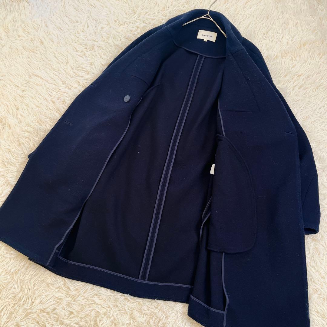 エンフォルド ダブル チェスターコート Pコート ウール オーバーサイズ 紺