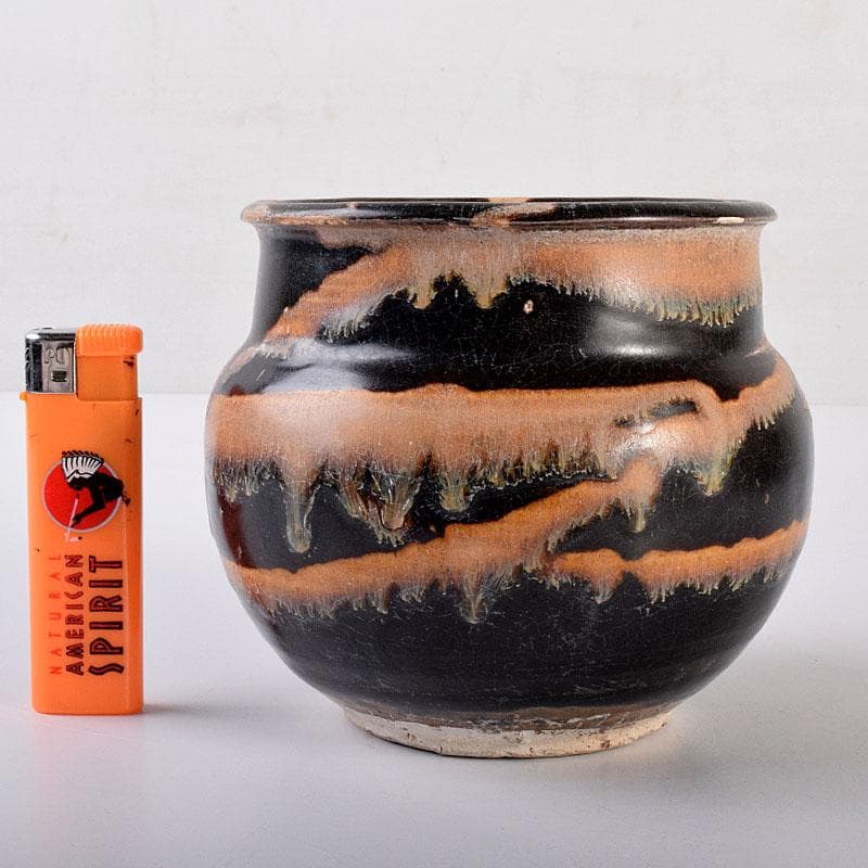 中国　磁州窯黒釉　壺　花入　C　6888