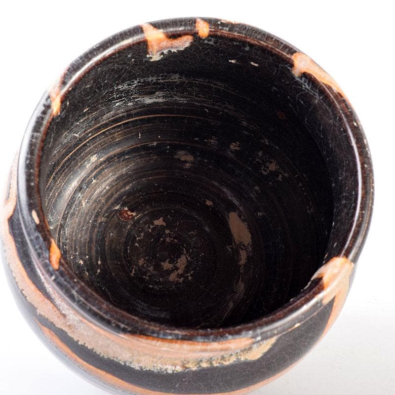 中国　磁州窯黒釉　壺　花入　C　6888