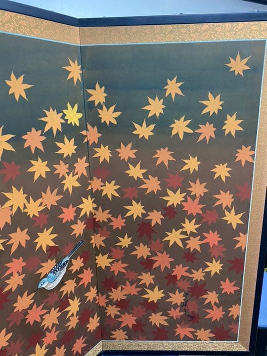 屏風　小屏風　紅葉づくし　鳥　インテリア