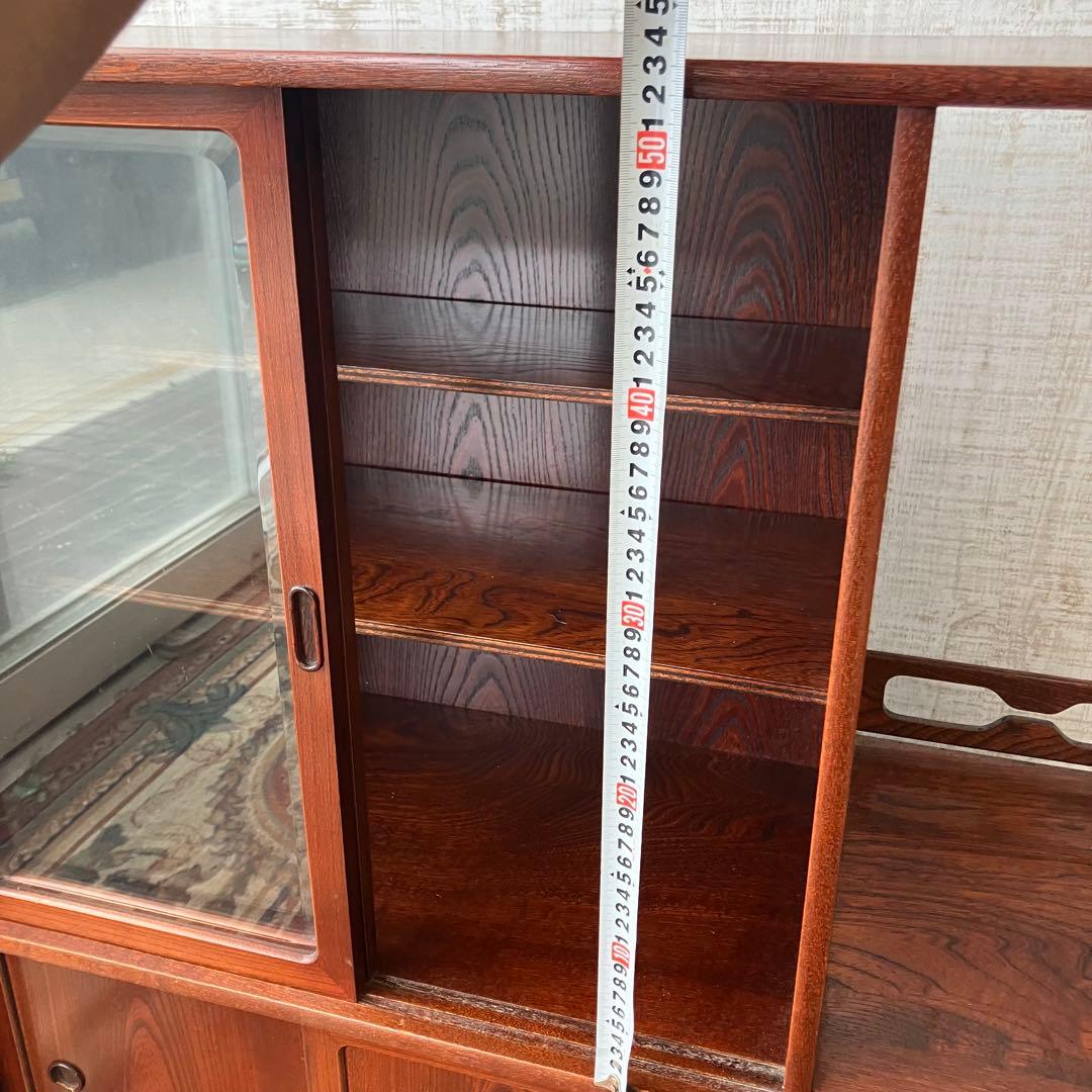 昭和レトロ 無垢材 茶箪笥 茶棚 ガラス戸 サイドボード 古家具 古民家 古道具