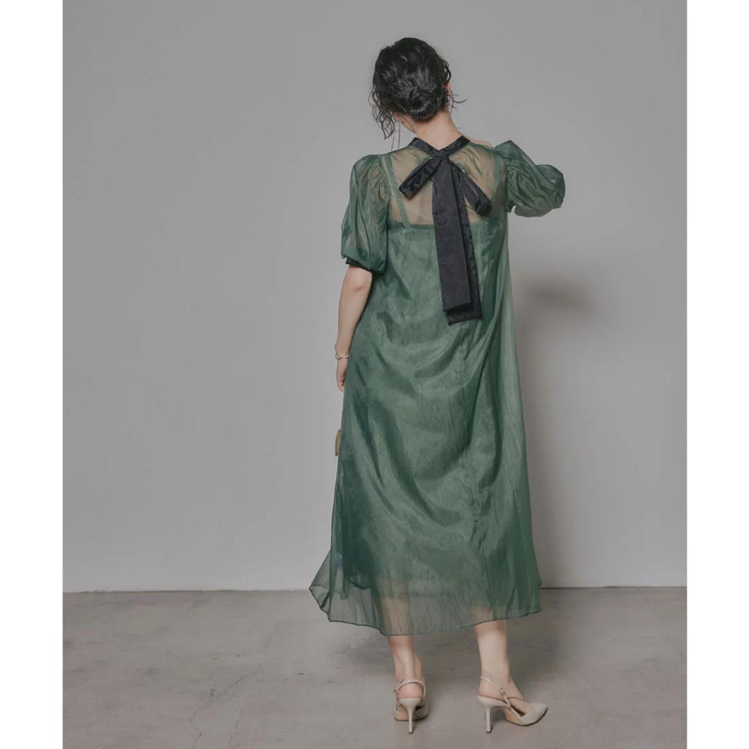 美品 niana ニアナ Aラインオーガンジーレースレイヤードドレス M 妊婦