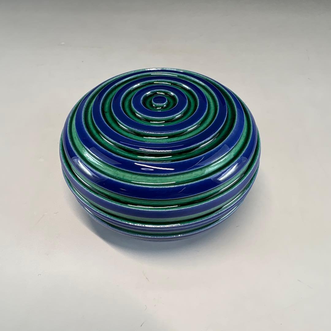 【茶道具】中村翠嵐造　交趾　独楽筋香合（共箱）★送料込★