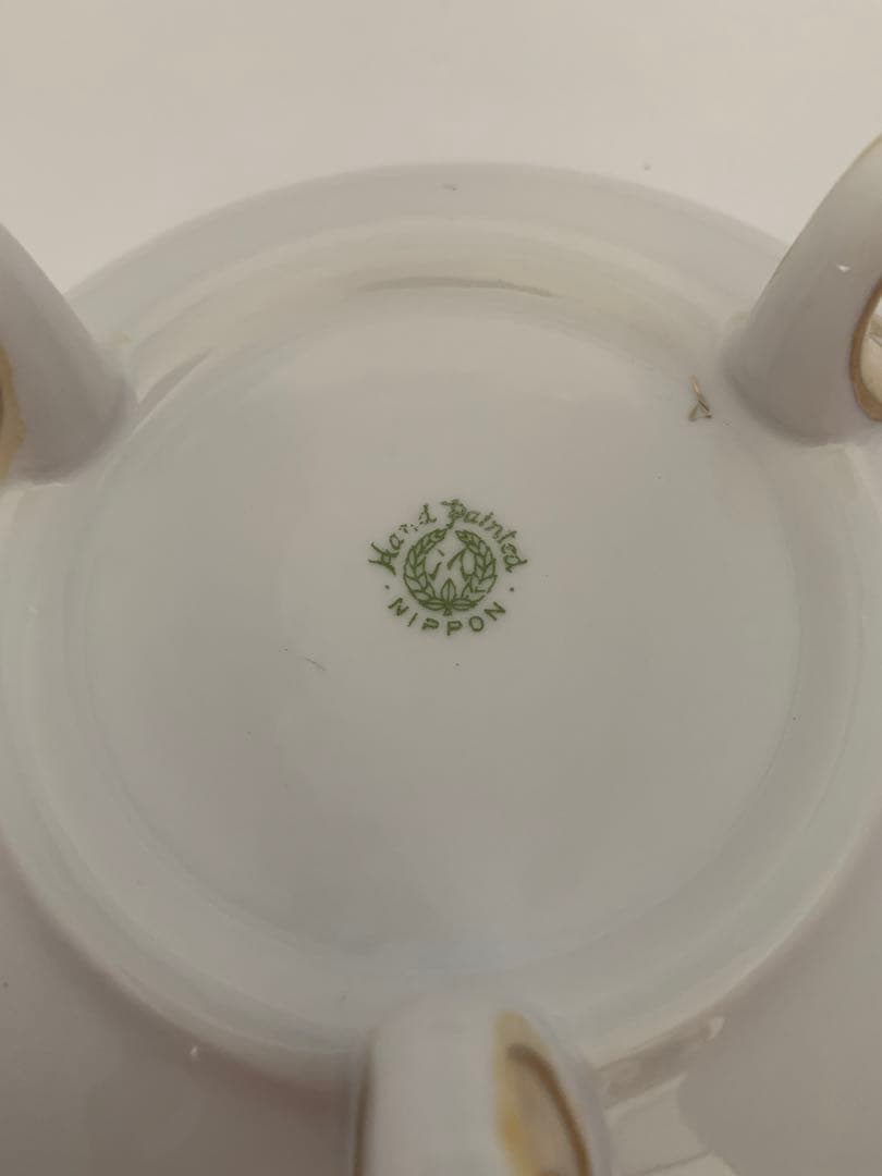 オルードノリタケ ラスター彩水仙文三足盤 M印（1910～1921年頃）