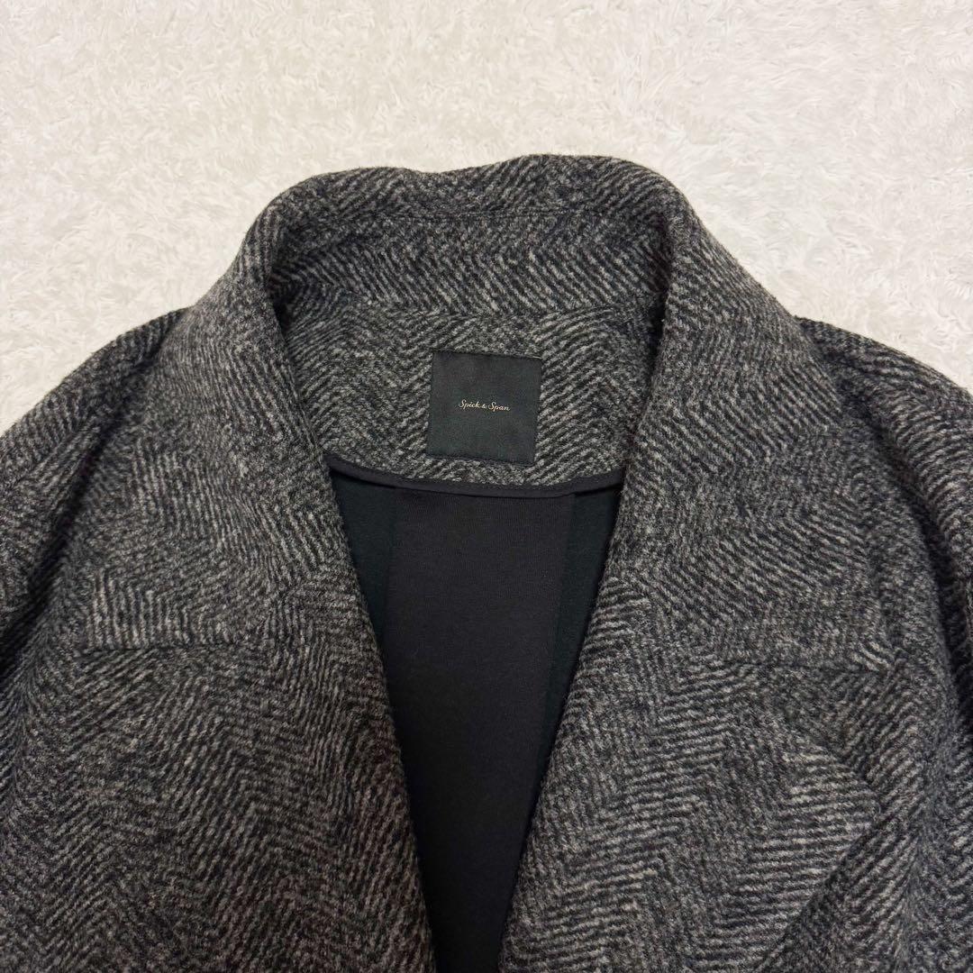 スピックアンドスパン Wスライバーヘリンボーンミドルコート 22AW