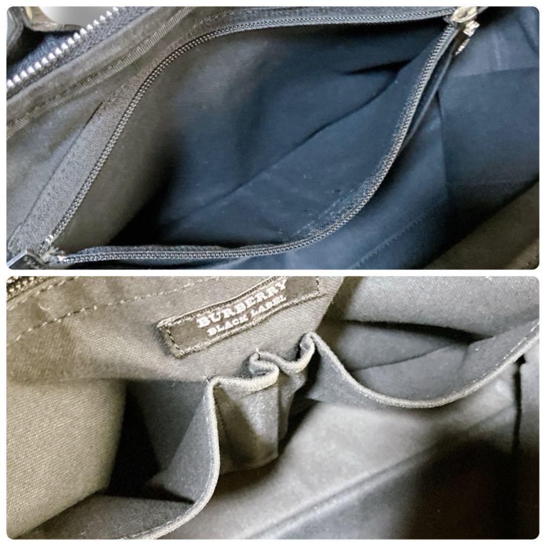 バーバリー ブラックレーベル 良品 ラウンドノバチェックブリーフケース ブラック