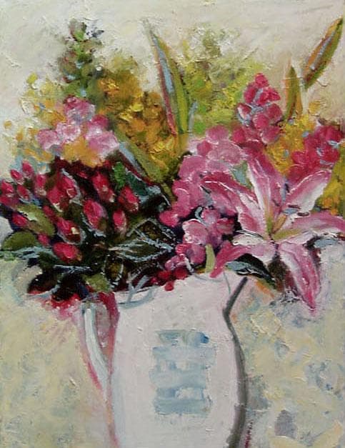 油絵 菅家令子 絵 絵画 インテリア 額付(黒) uF6-112302 花