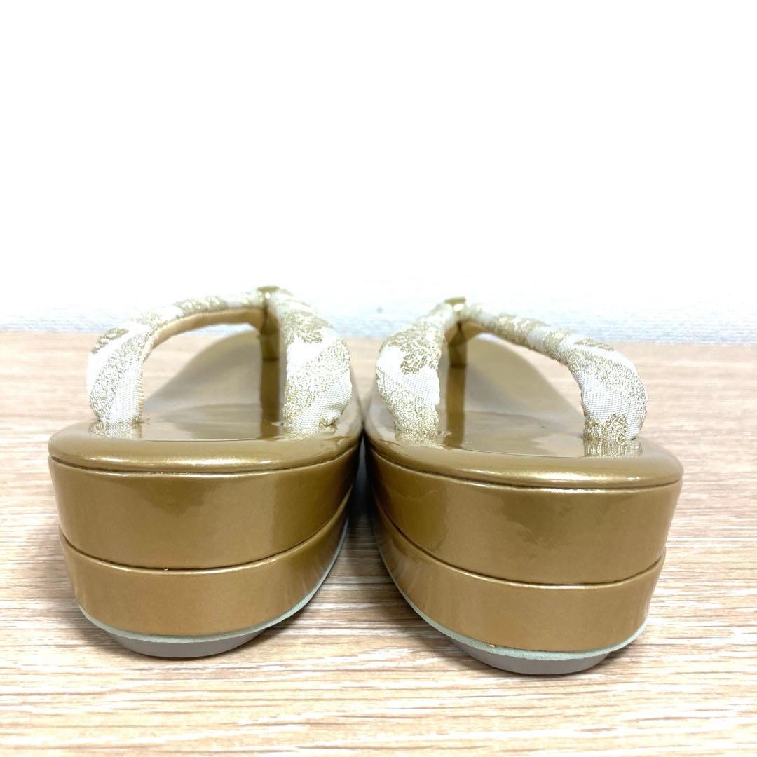 ☆新品未使用☆礼装用佐賀錦ゴールド系草履バッグセット　フリーサイズ　N56