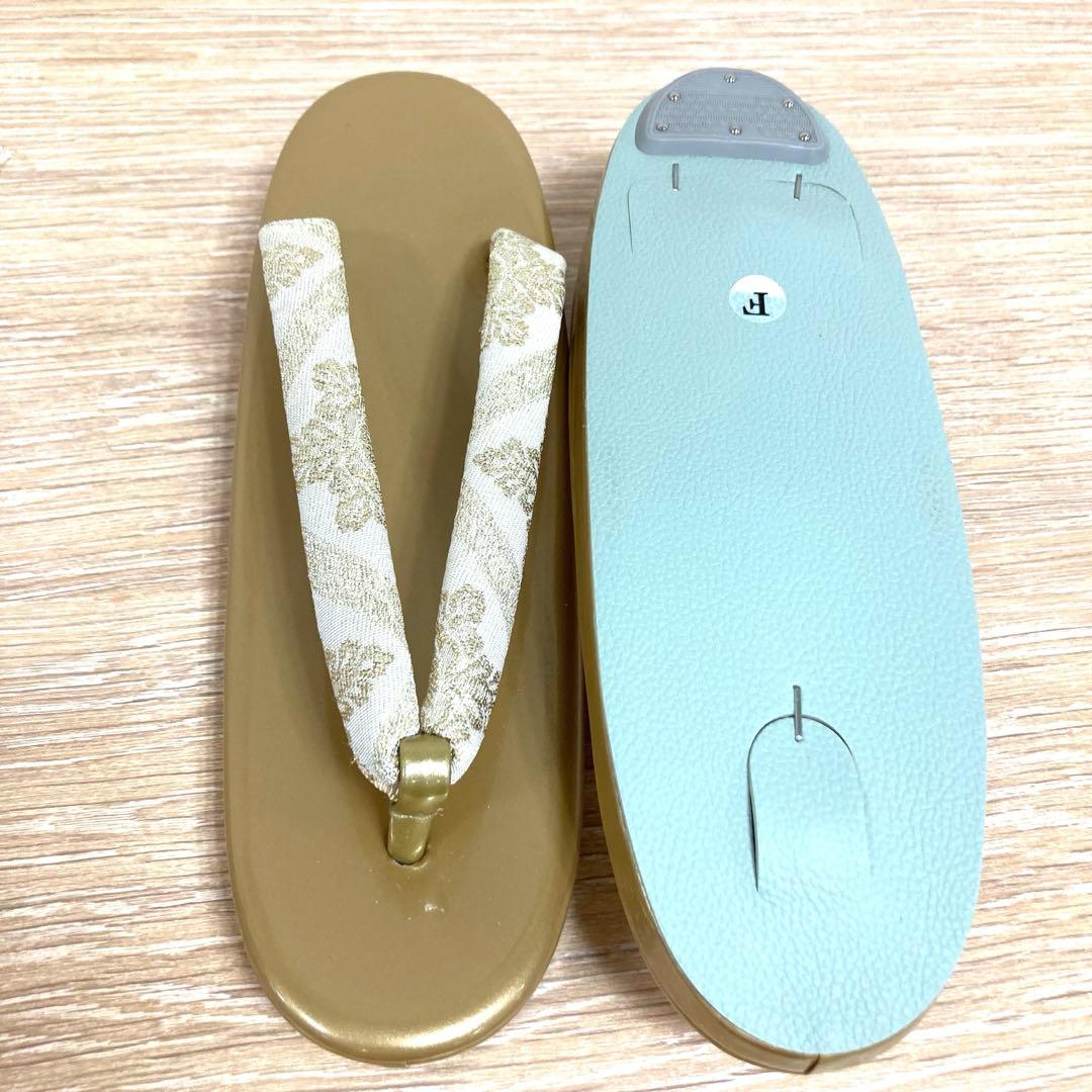 ☆新品未使用☆礼装用佐賀錦ゴールド系草履バッグセット　フリーサイズ　N56
