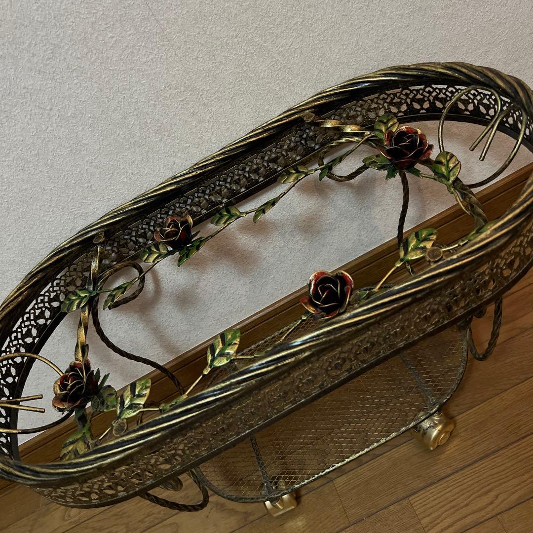 ルネサンス ガラステーブル ゴールド バラ ヴィンテージ アンティーク