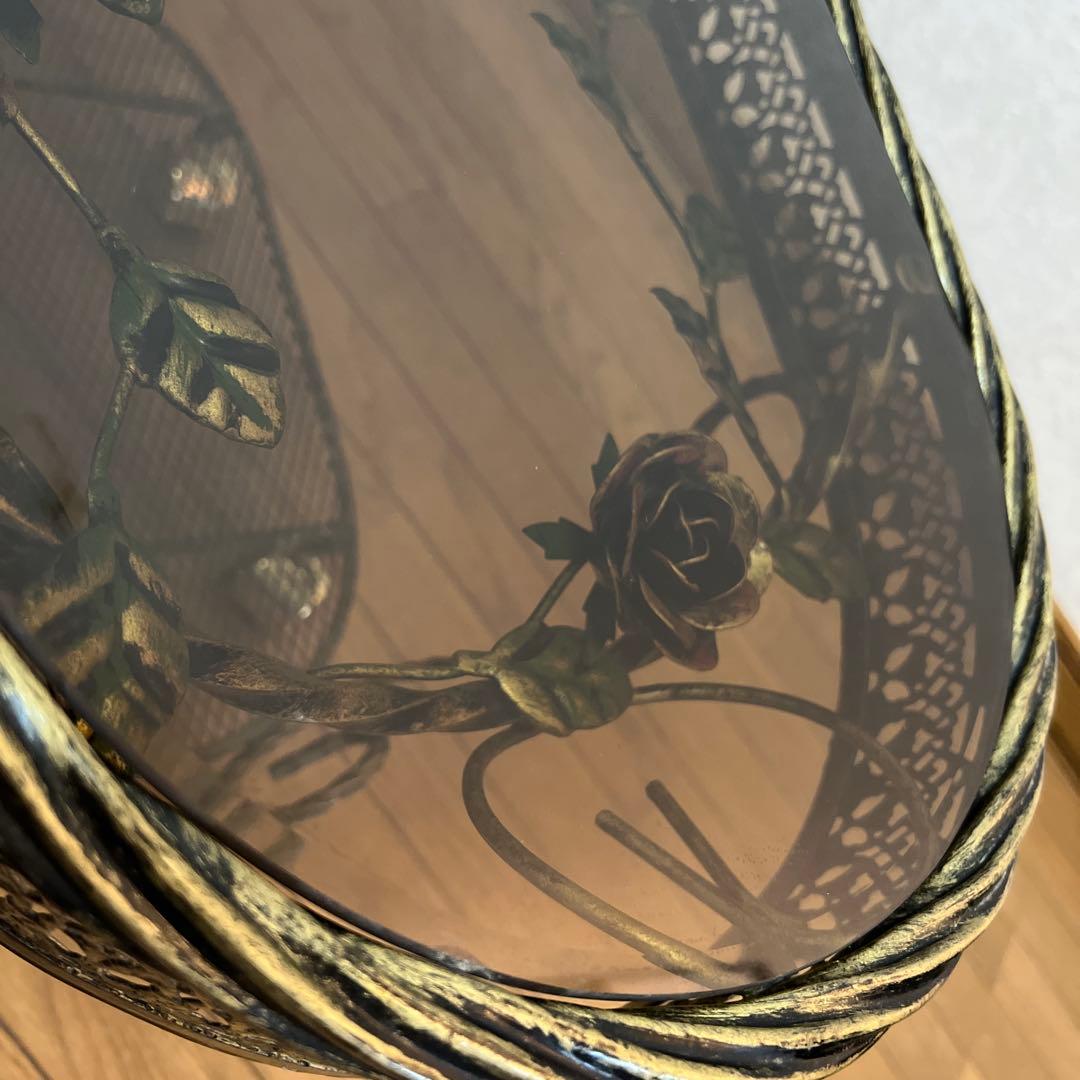 ルネサンス ガラステーブル ゴールド バラ ヴィンテージ アンティーク