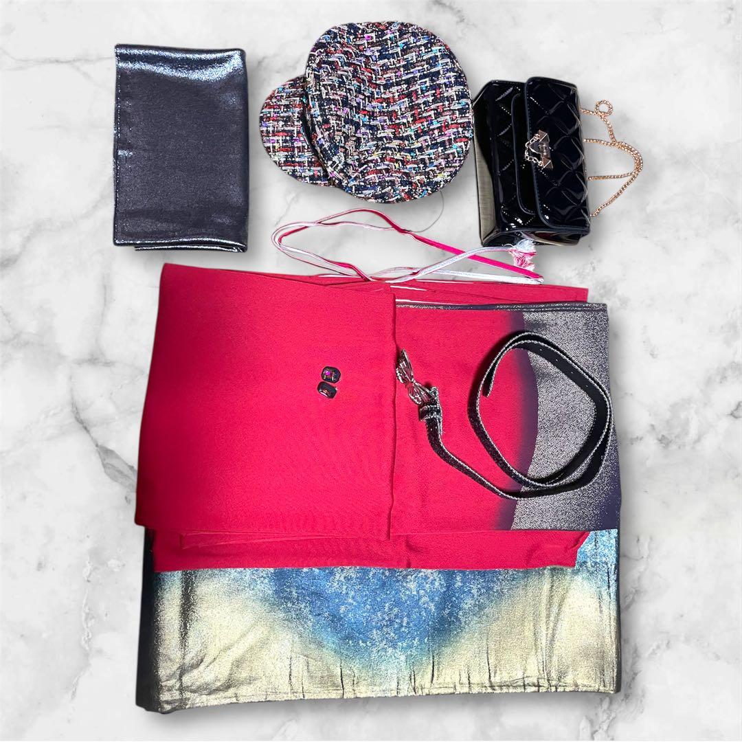 振袖 山本寛斎 赤 暈し フルセット 成人式