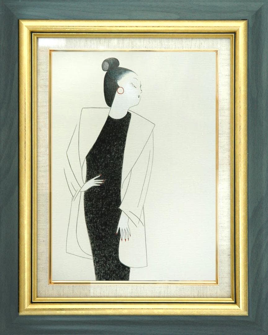 油絵 菅家令子 絵 絵画 インテリア 額付(白) F6-082511 人物 女性