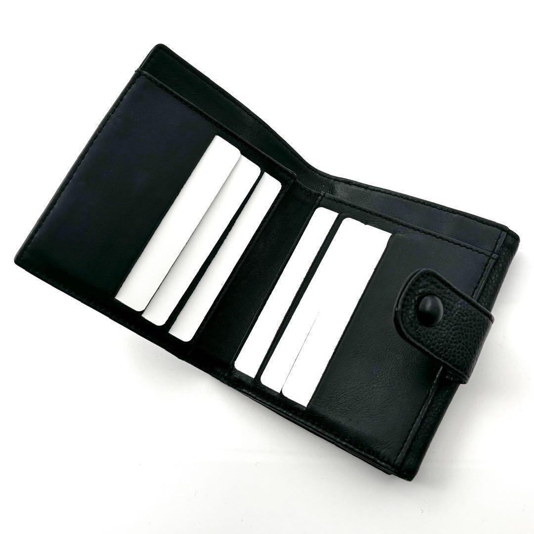 【極美品✨】シャネル 財布 ココステッチ キャビアスキン Wホック 二つ折 黒