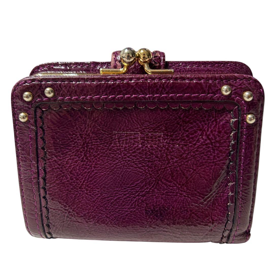 美品 アナスイ 折り財布 がま口 アクセサリー 蝶 レディース パープル 紫