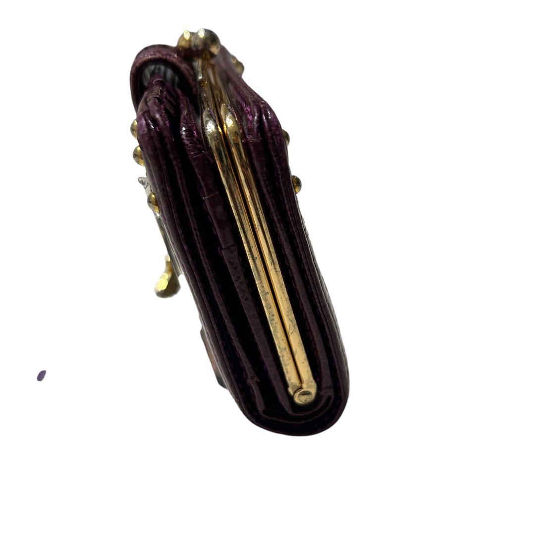 美品 アナスイ 折り財布 がま口 アクセサリー 蝶 レディース パープル 紫