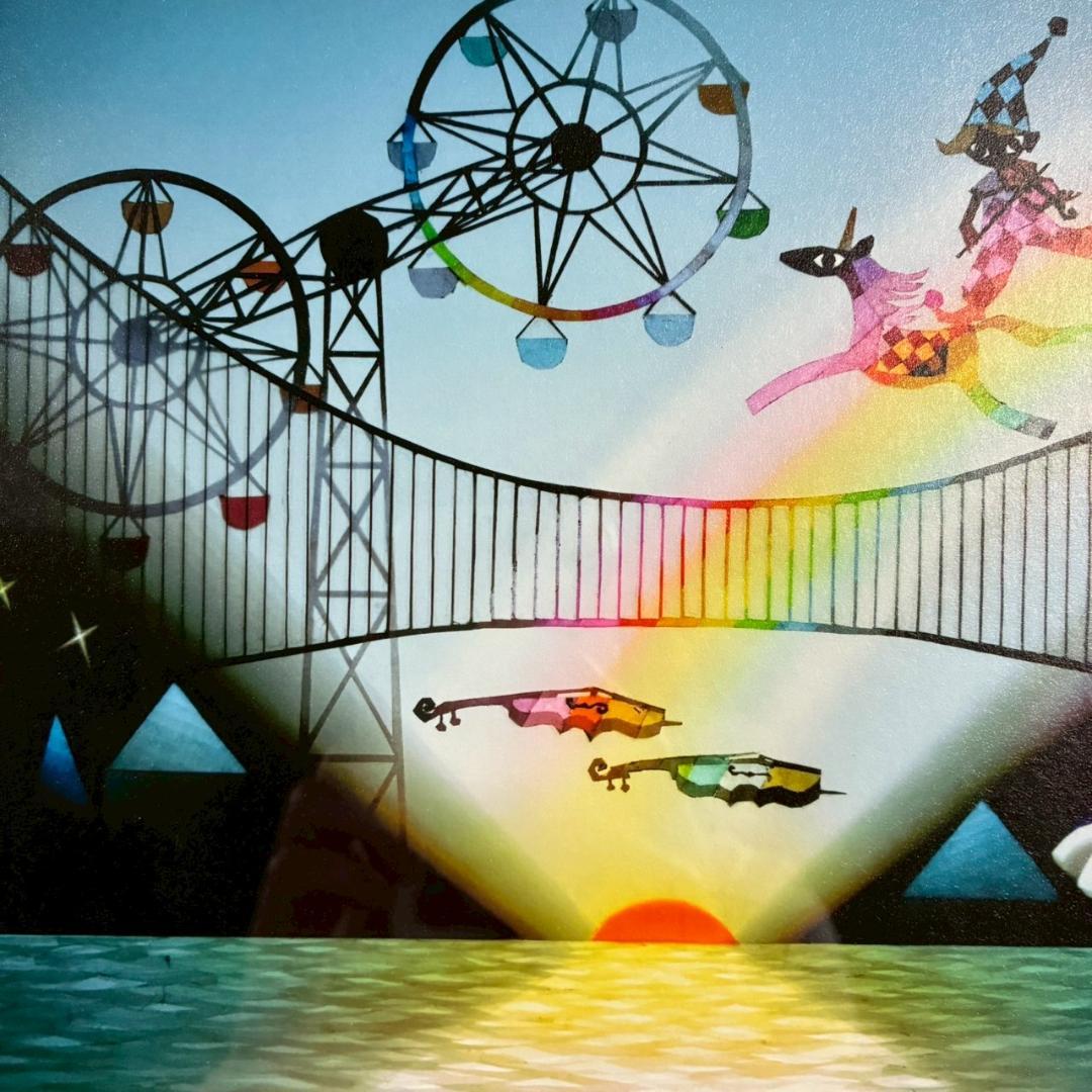 美品 藤城清治「日の出の音楽」レフグラフ 直筆サイン入り 作品保証書有