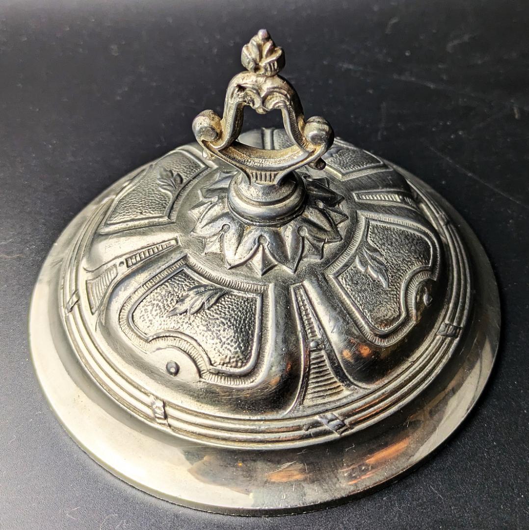 大型24㎝！仏アンティーク オルモル技法ガラス ルージュ クッキージャー