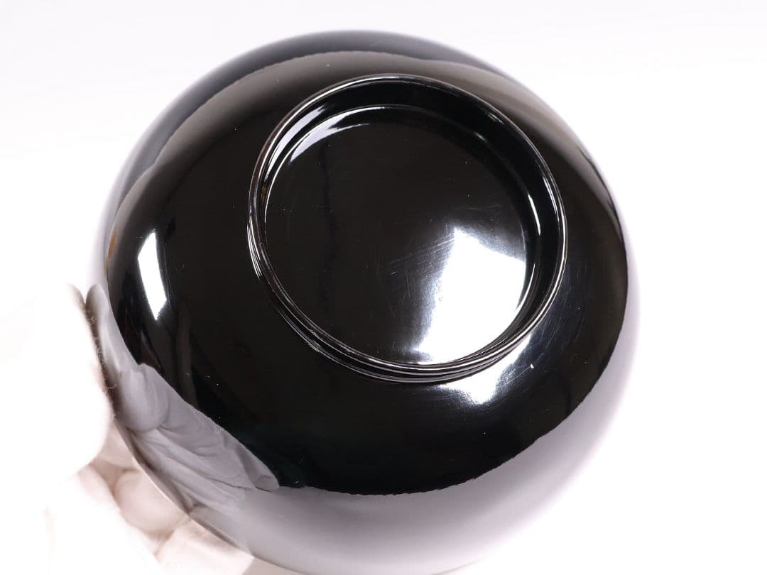 【CM399】天然木漆塗 菊桐鳳凰金蒔絵 黒塗 煮物椀 1客 昭和期 木製漆器