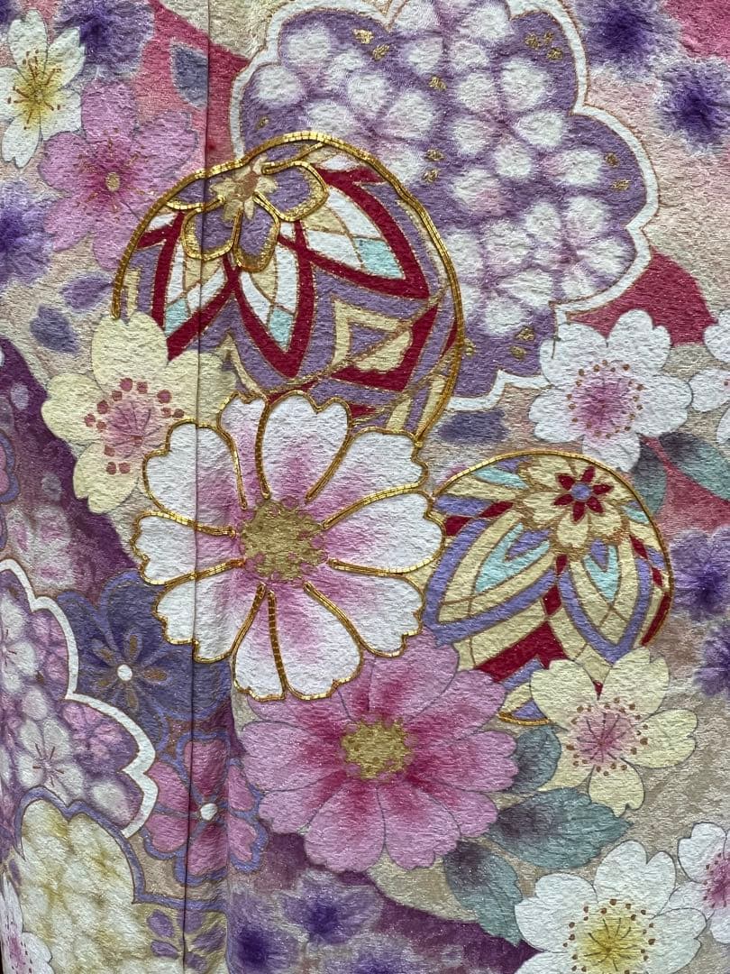 振り袖　フルセット　長襦袢付　ピンク　成人式　金彩加工　刺繍入り　銀通し　704