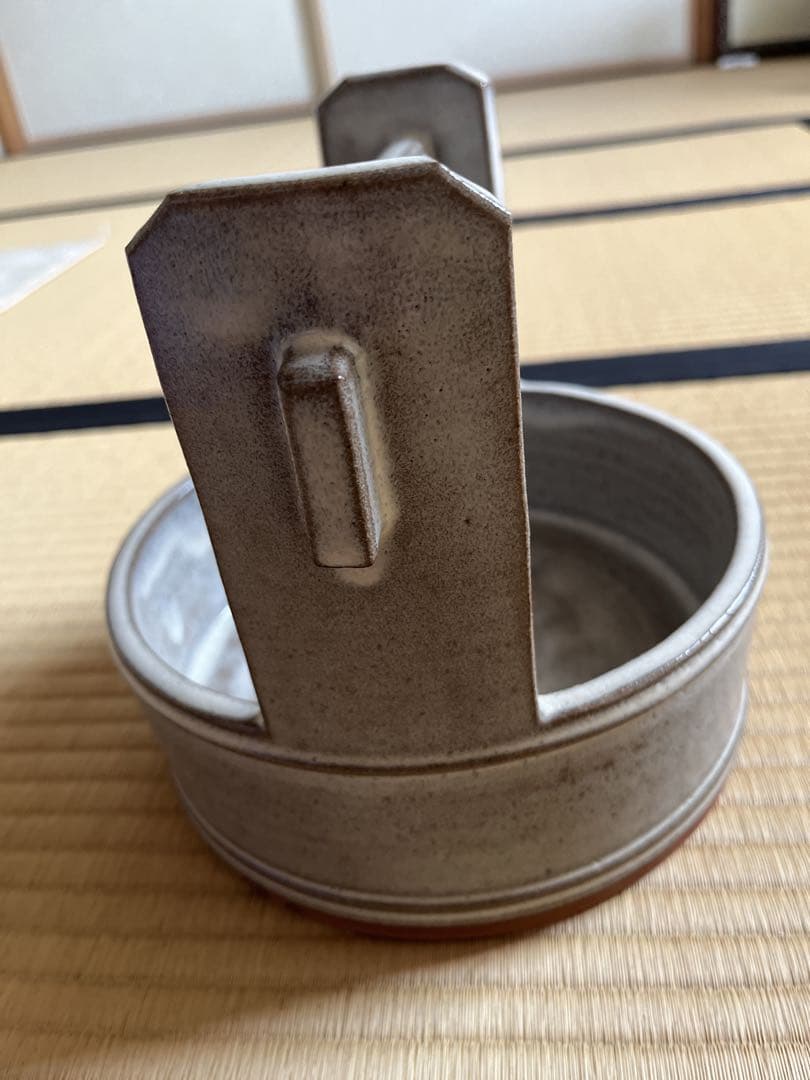 【極美品箱あり】【大幅値下げ！】赤膚焼萩釉手桶形盛器　大塩正人