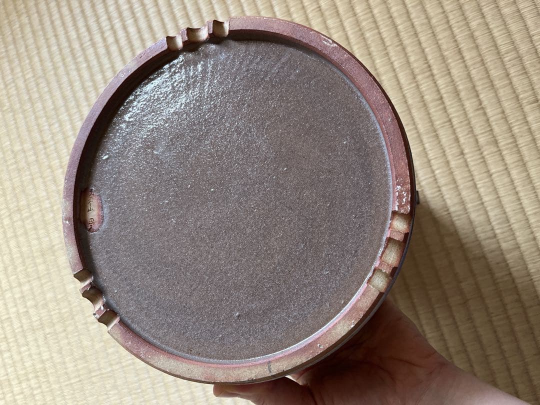 【極美品箱あり】【大幅値下げ！】赤膚焼萩釉手桶形盛器　大塩正人
