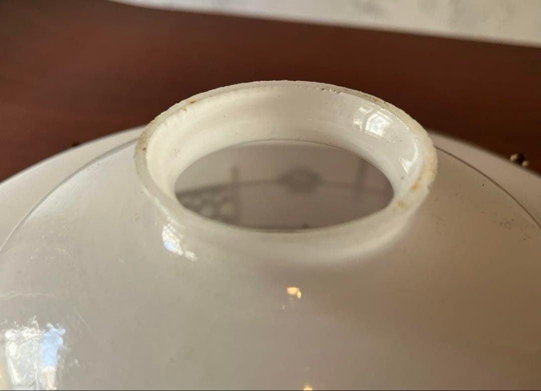 ミルクガラス シェード セルロイド巻 電笠 照明 レトロ 昭和 アンティーク