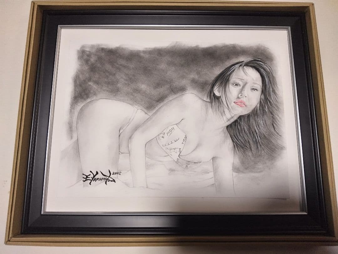 裸婦、美人画、絵画4Fしなり、山本英二、真作、肉筆、１点物、新品額縁、高塚省吾。