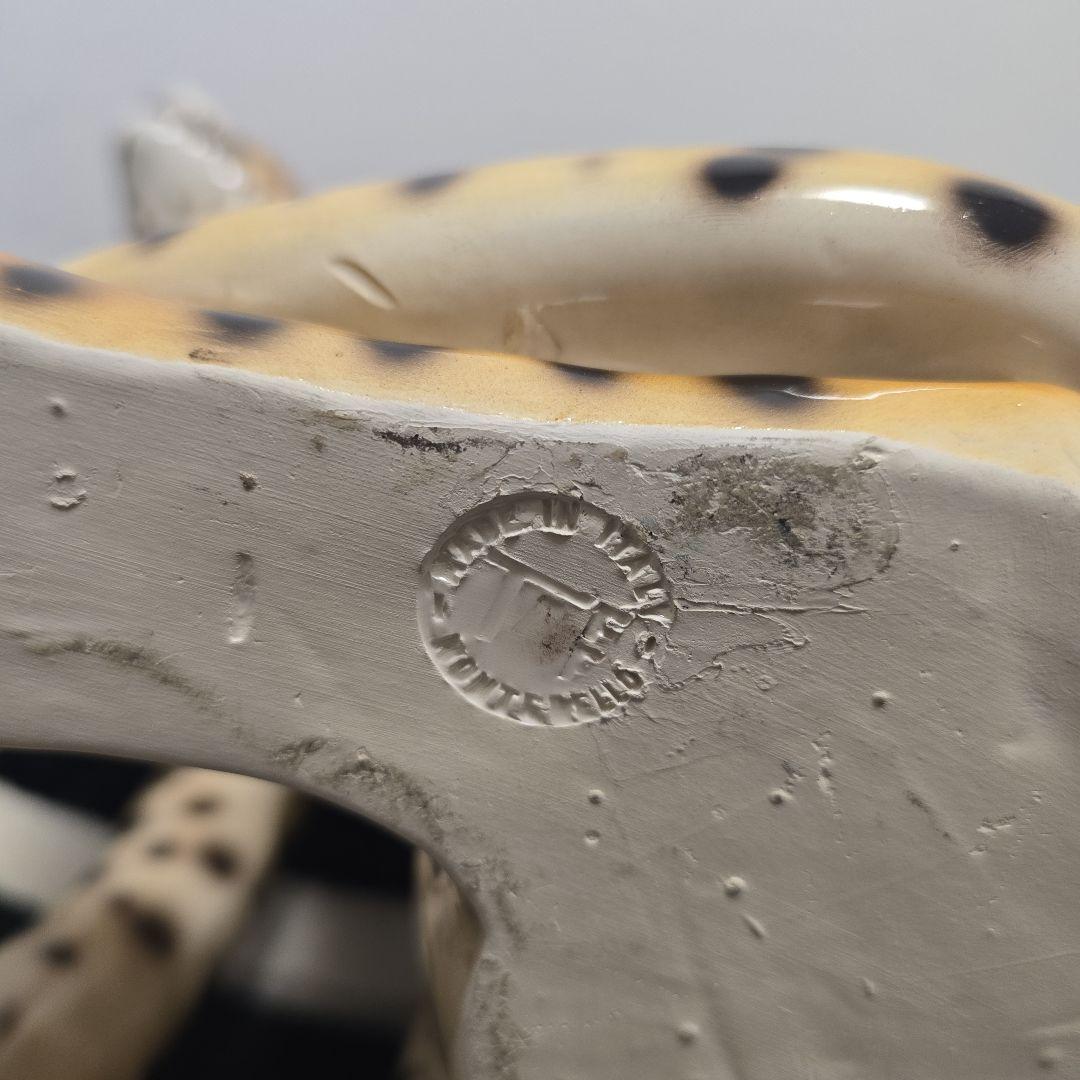 56cm イタリア製 ヒョウ 豹 陶器 レオパード インテリア 置物 犬