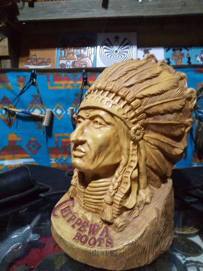 激レア物 チペワブーツ インディアンヘッド販促用ディスプレイ オブジェ 置物