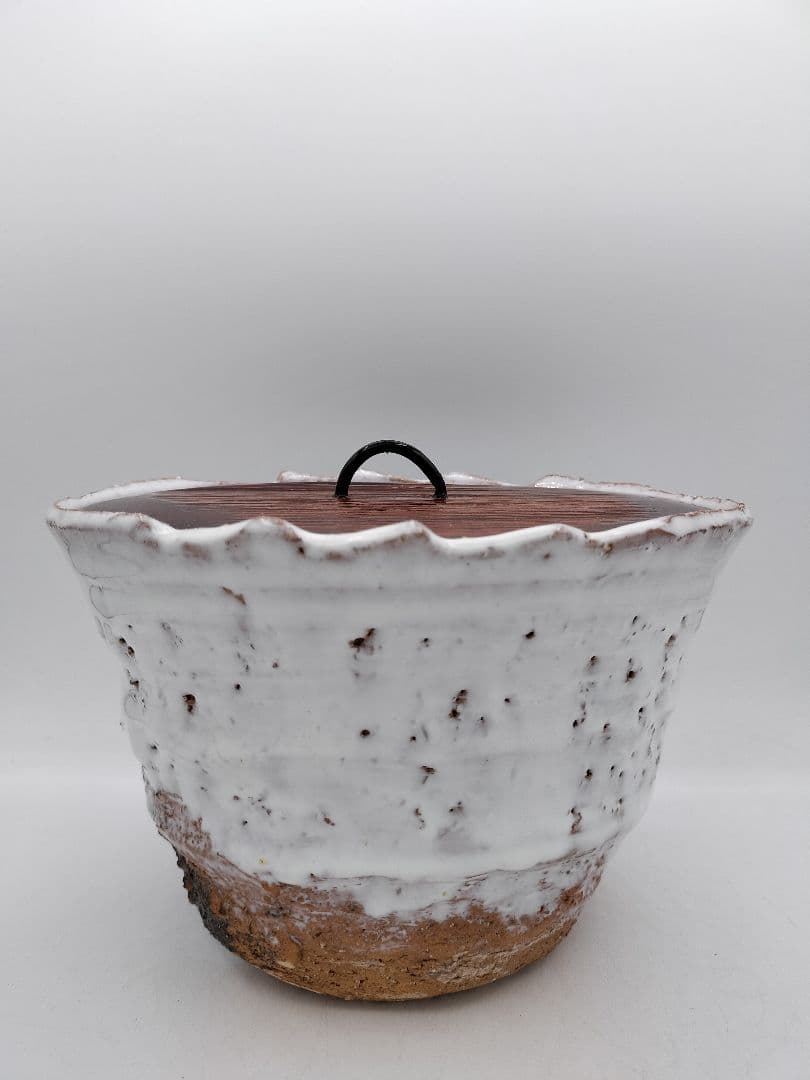 c153 水指　萩焼 塗蓋付 渋谷泥詩 木箱 茶道具 古物