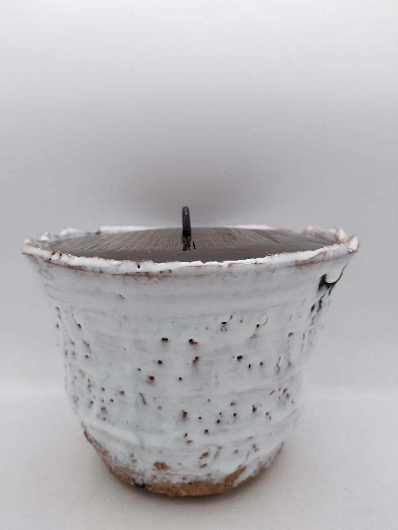 c153 水指　萩焼 塗蓋付 渋谷泥詩 木箱 茶道具 古物