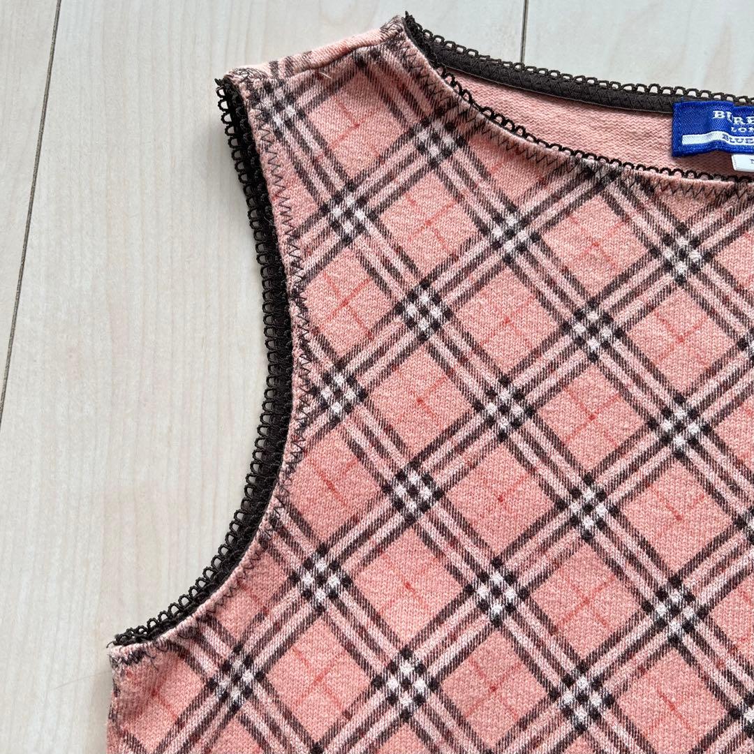 Y2K バーバリーブルーレーベル ノバチェック タンクトップ ヘンプコットン