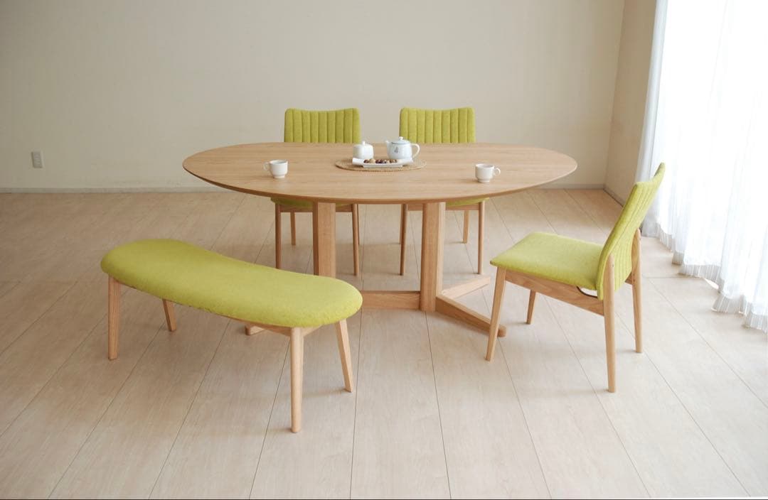 【送料無料】ミラージュ豆型テーブル メラミン材 140cm パブリックオーク色