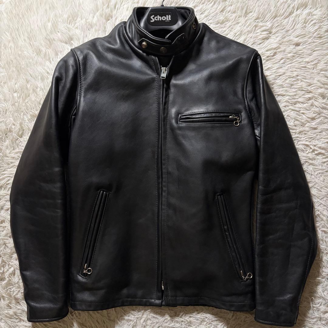 美品/希少✨schott ライダースジャケット　シングル　641 ブラ
